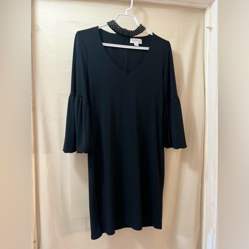 Velvet by Graham and Spencer black rhinestone choker dress size xs